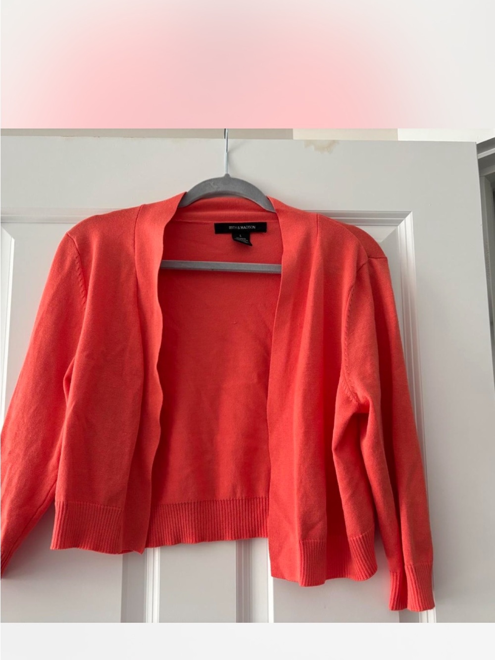 89th & Madison Coral Open-Front Cropped Cardigan